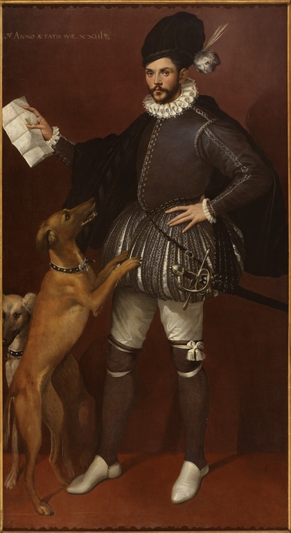 Cavalier with Dogs ca 1570-1580 by Bartolomeo Passarotti (1529-1592) Location TBD